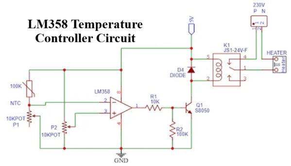 LM358 Temperature Controller Circuit